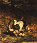 Honore  Daumier The Thieves and the Donkey oil painting on canvas